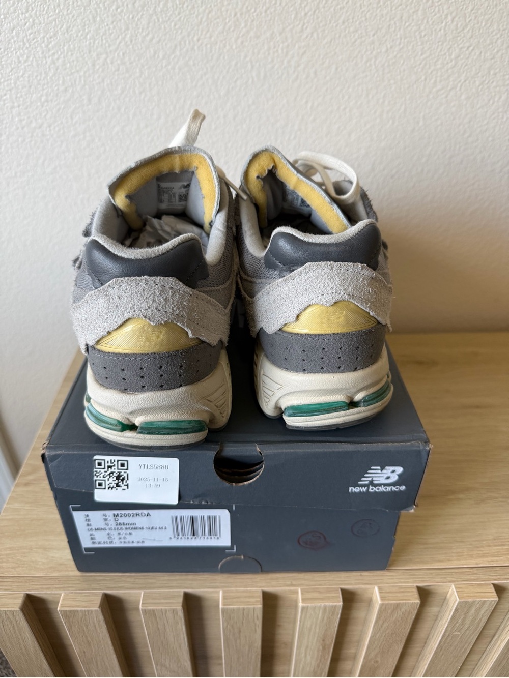 New Balance Men's Grey and Cream 2002R Suede Mesh Sneaker - Picture 5 of 5